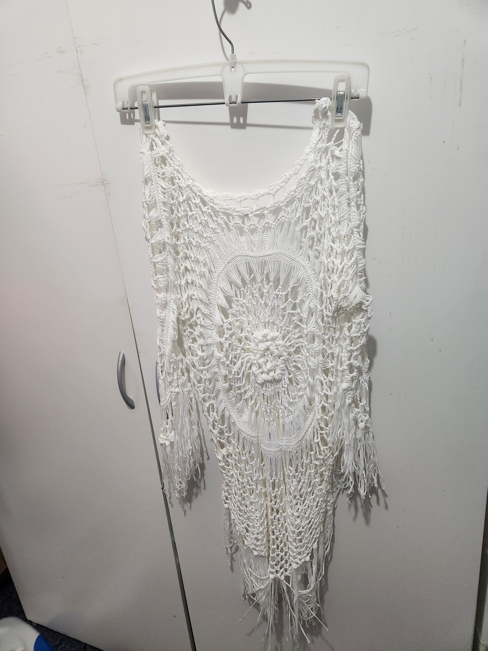 White Crochet Fringe Tunic Cover-Up